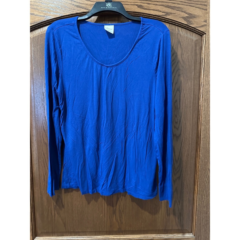 Soma‎ Intimates Long Sleeve Top Medium Blue Scoop Neck Soft Everyday Layering